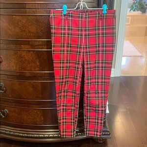 J. Crew Vibrant Red Plaid Cropped Pants